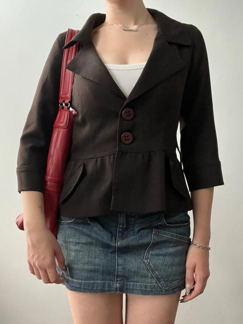 Size Medium Brown Peplum Blazer Jacket